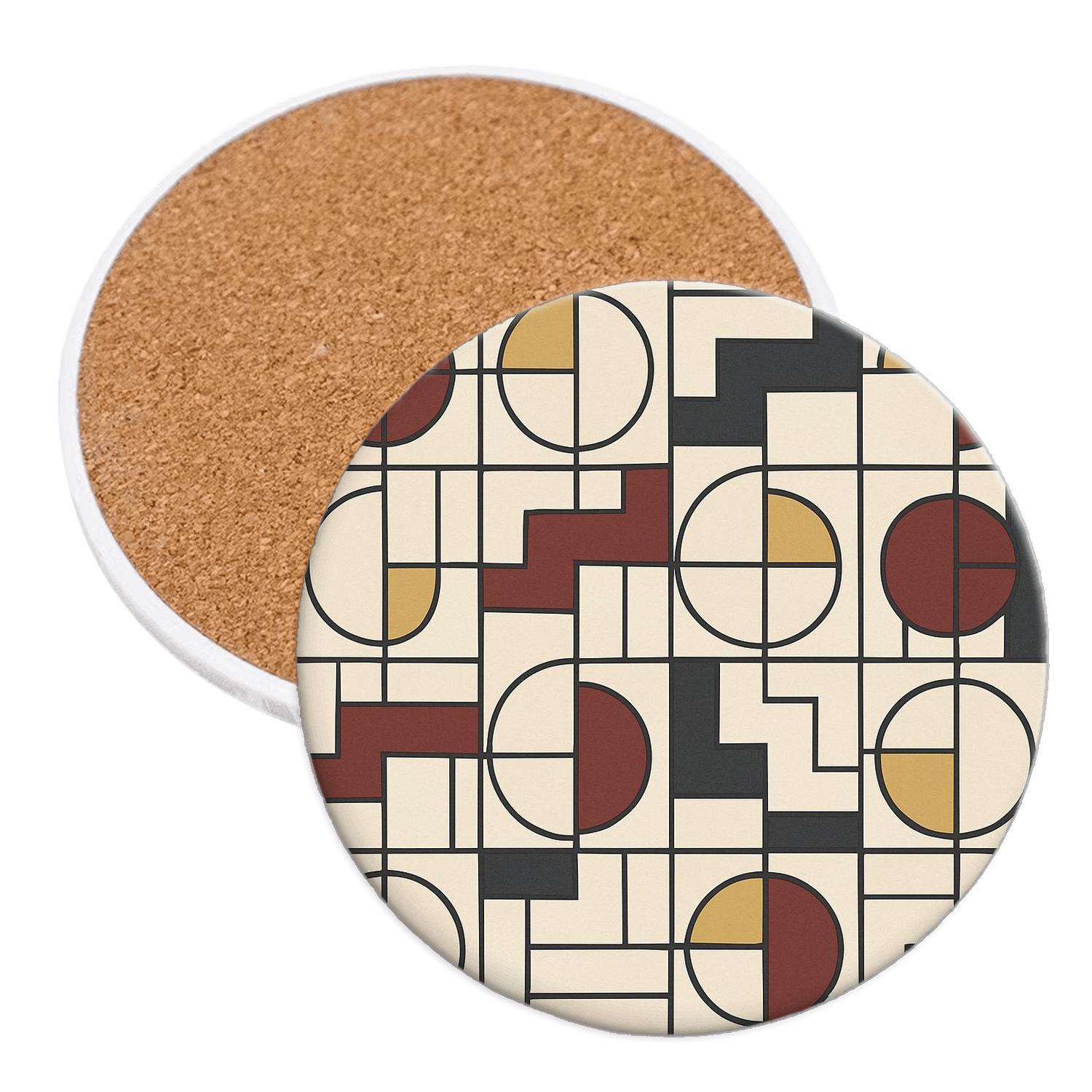 Bauhaus Geometric Repeat absorbent drink coasters