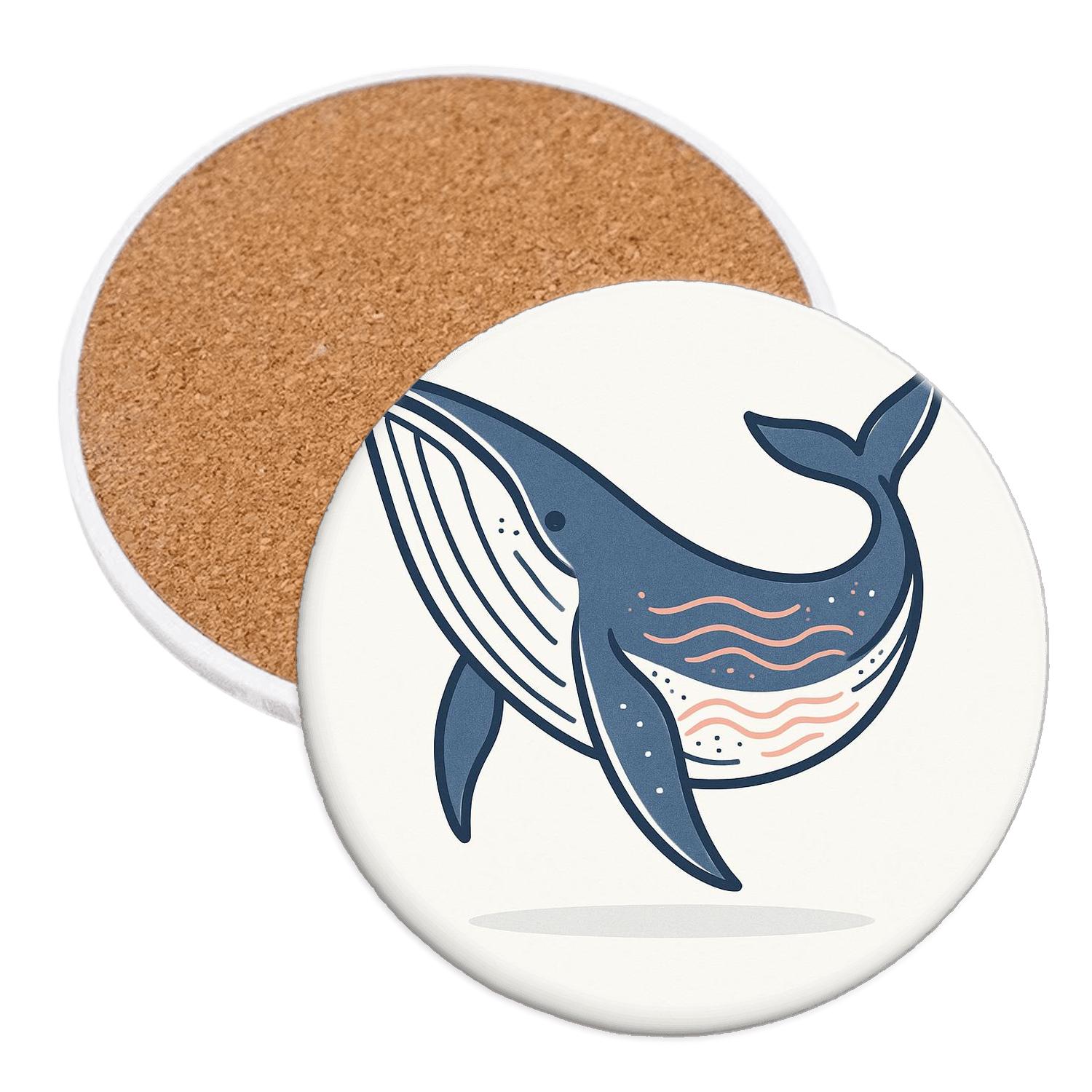 Serene Whale Embrace wooden table coasters