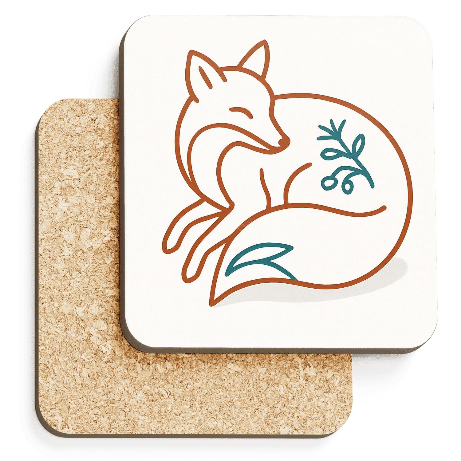 Minimalist Fox Embrace absorbent drink coasters