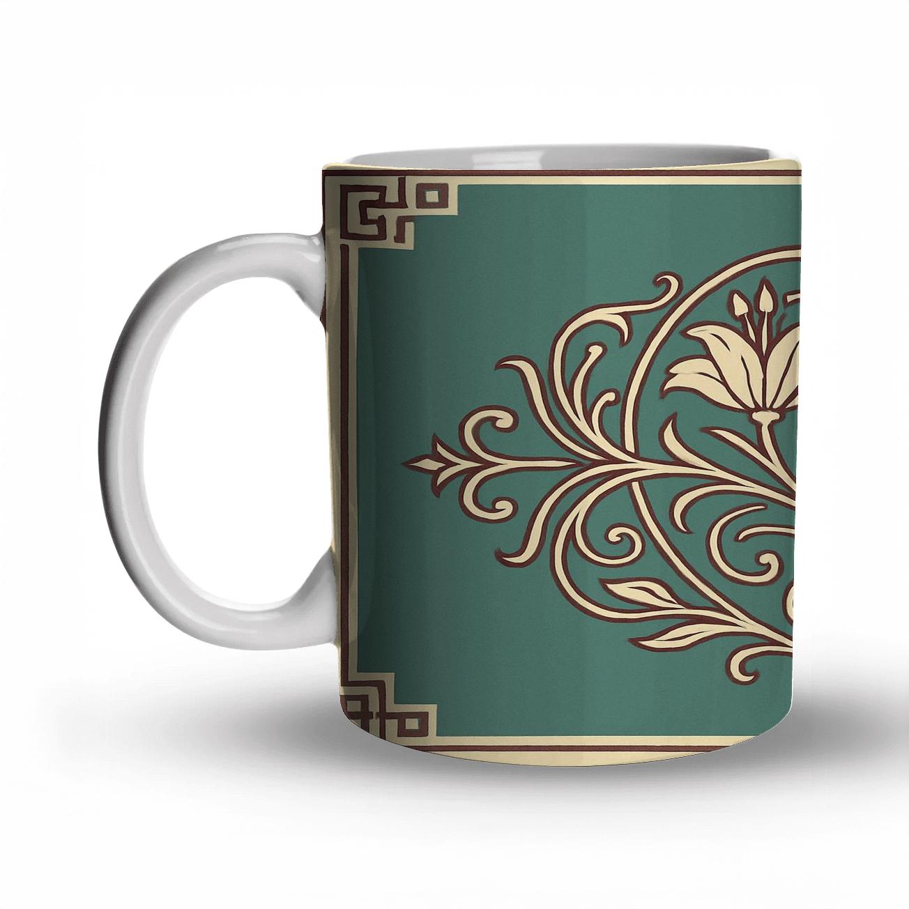 Art Nouveau Botanical Cartouche premium drinkware mugs