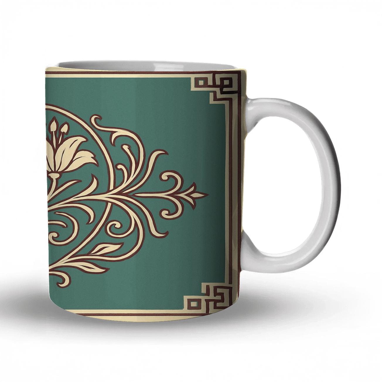 Art Nouveau Botanical Cartouche premium drinkware mugs