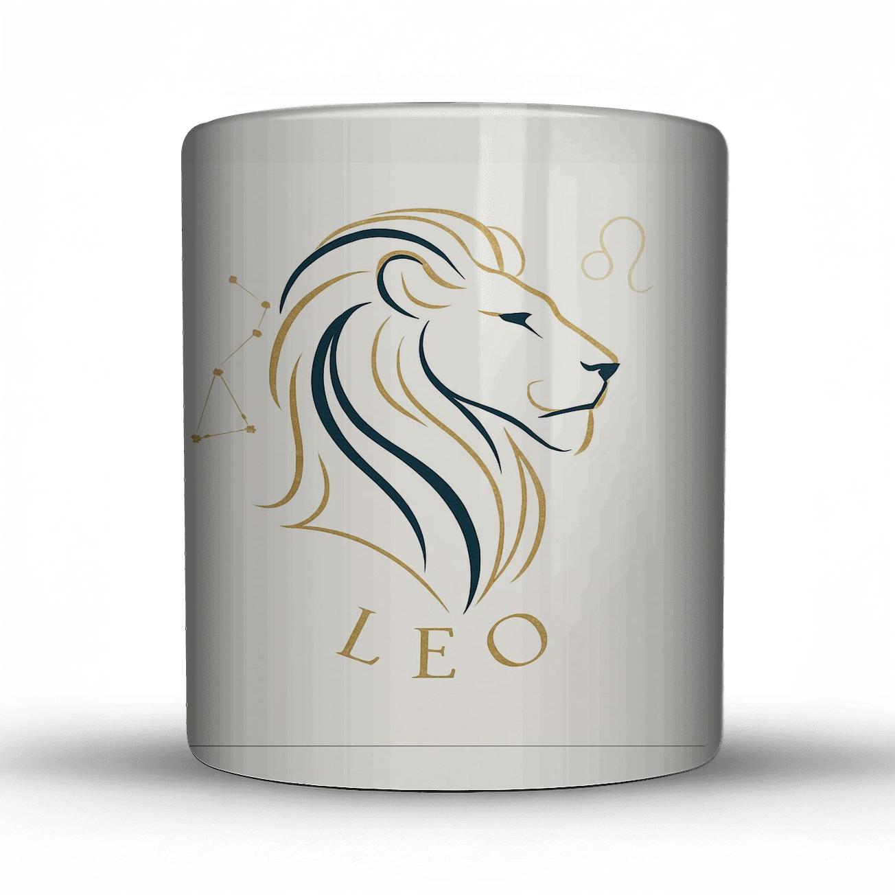 Navy And Gold Leo Lion Zodiac Illustration premium drinkware mugs