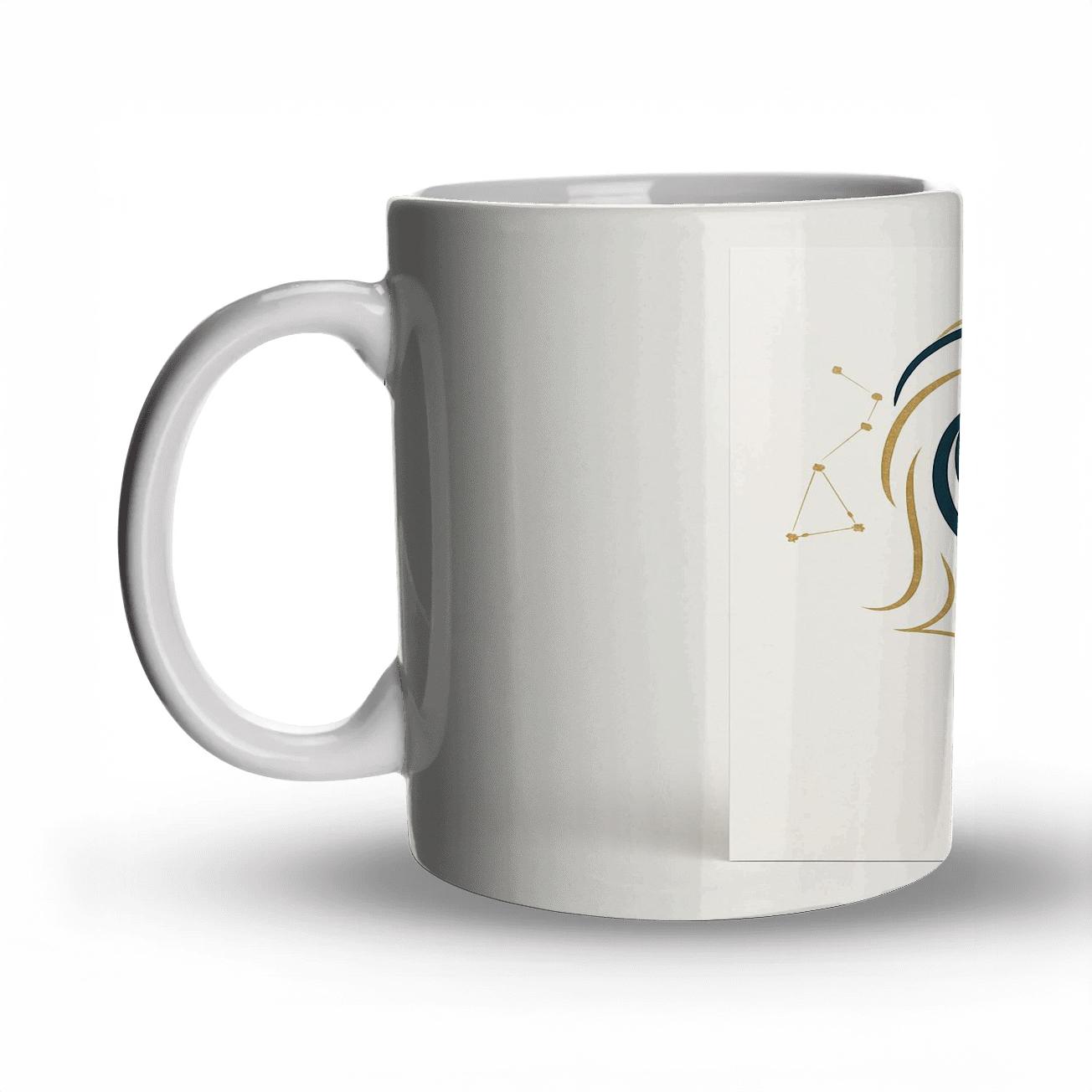 Navy And Gold Leo Lion Zodiac Illustration premium drinkware mugs