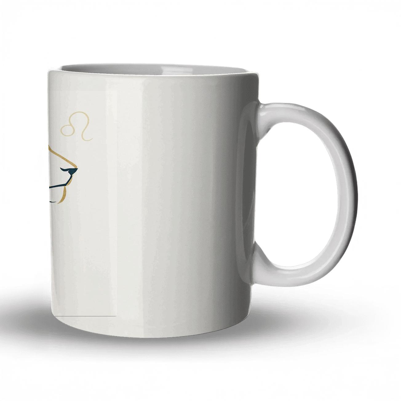 Navy And Gold Leo Lion Zodiac Illustration premium drinkware mugs