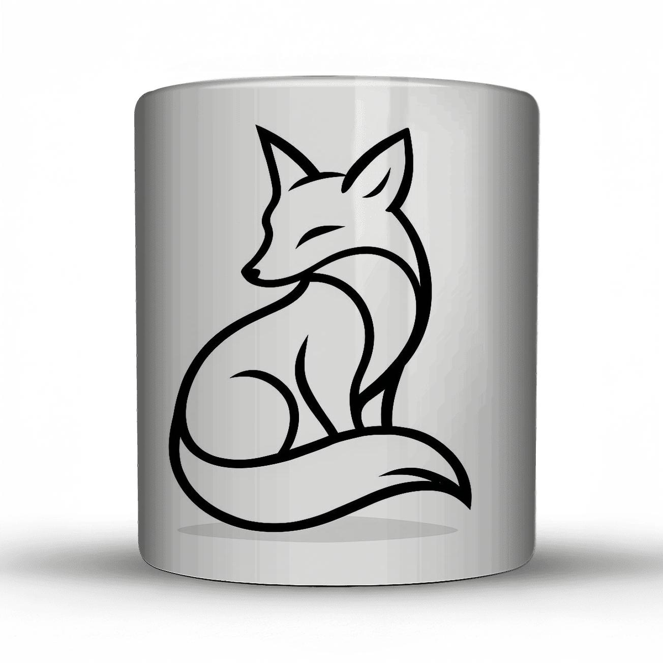 Minimalist Elegant Fox Line Art custom printed mugs