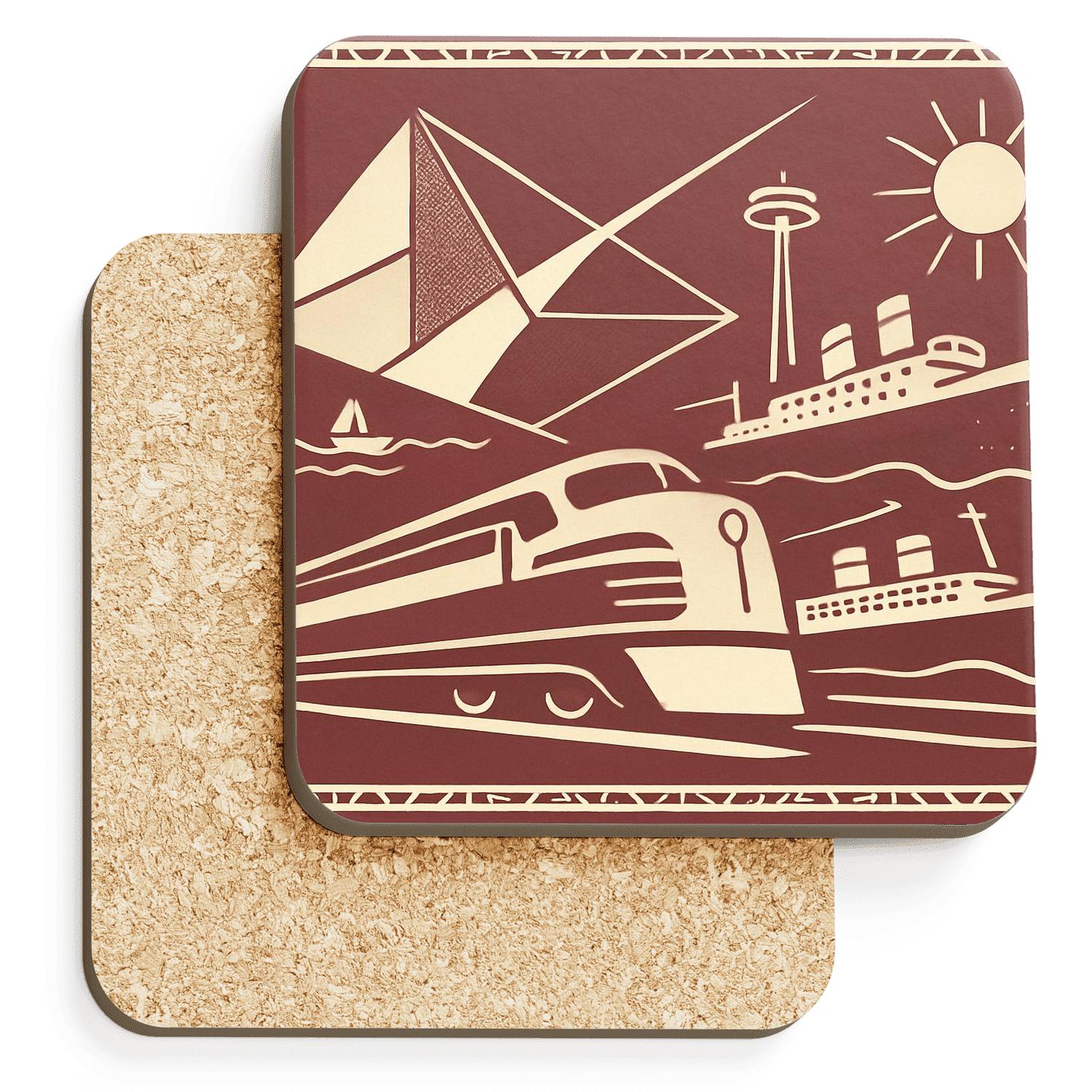 Mid Century Travel Geometry decorative beverage coasters