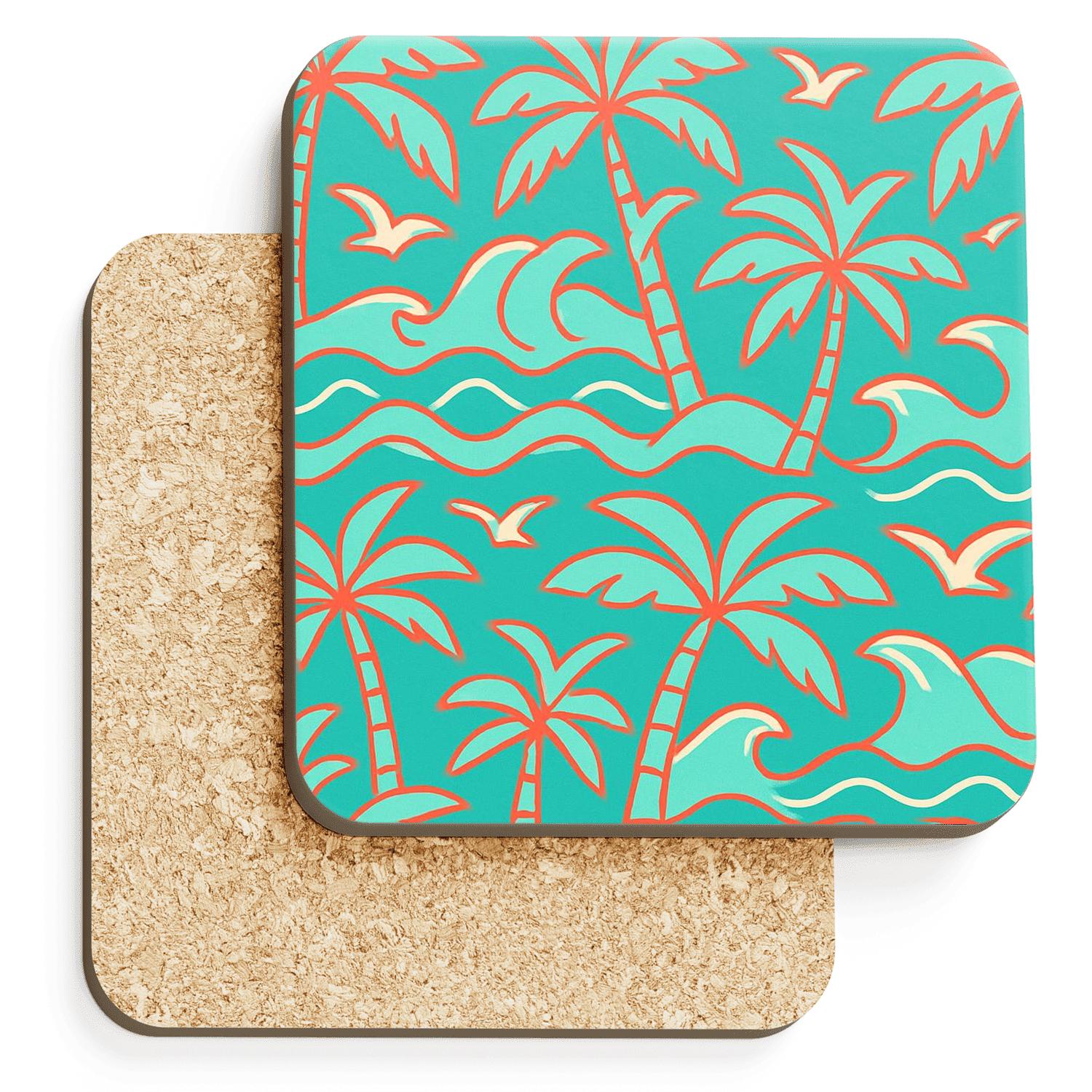 Tropical Neon Motifs personalized drink coasters