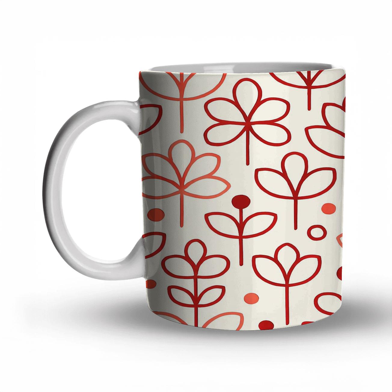 Crimson Petal Grid novelty coffee mugs