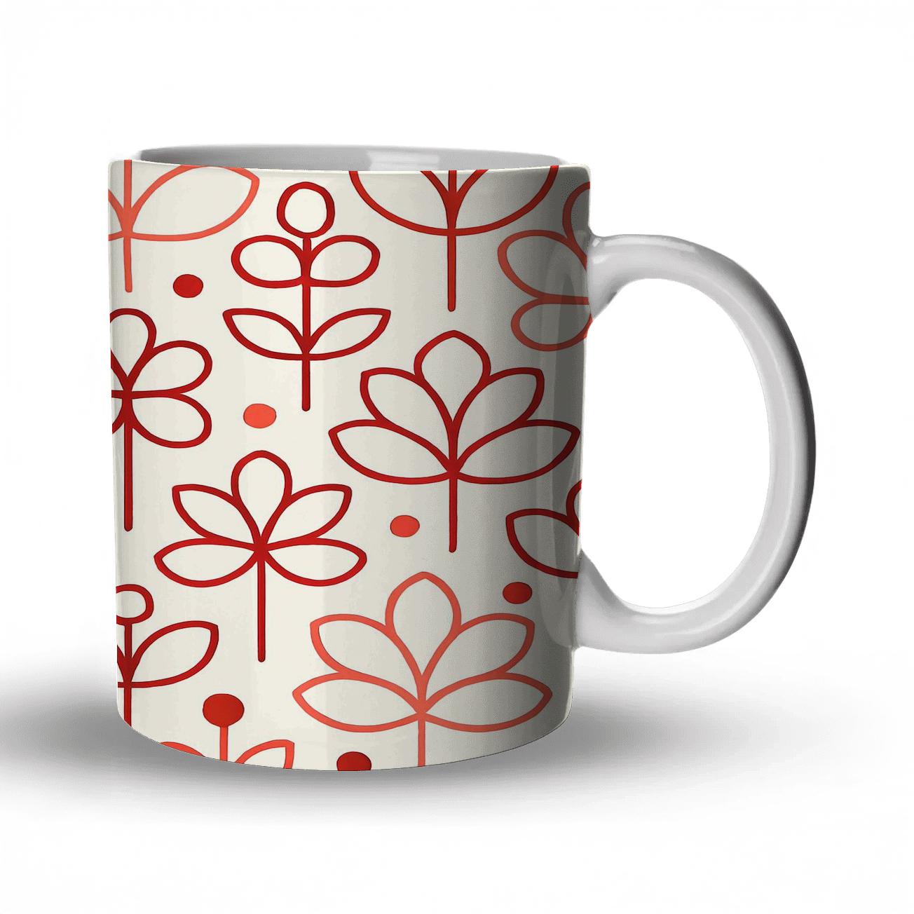Crimson Petal Grid novelty coffee mugs