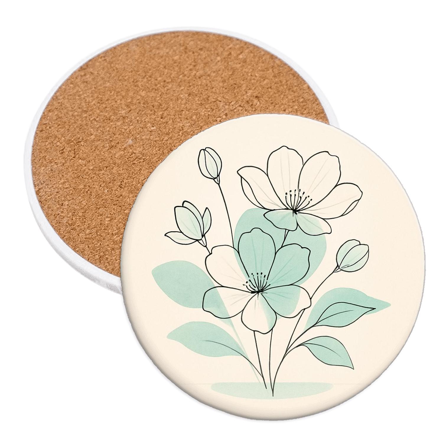 Serene Floral Line elegant tabletop coasters
