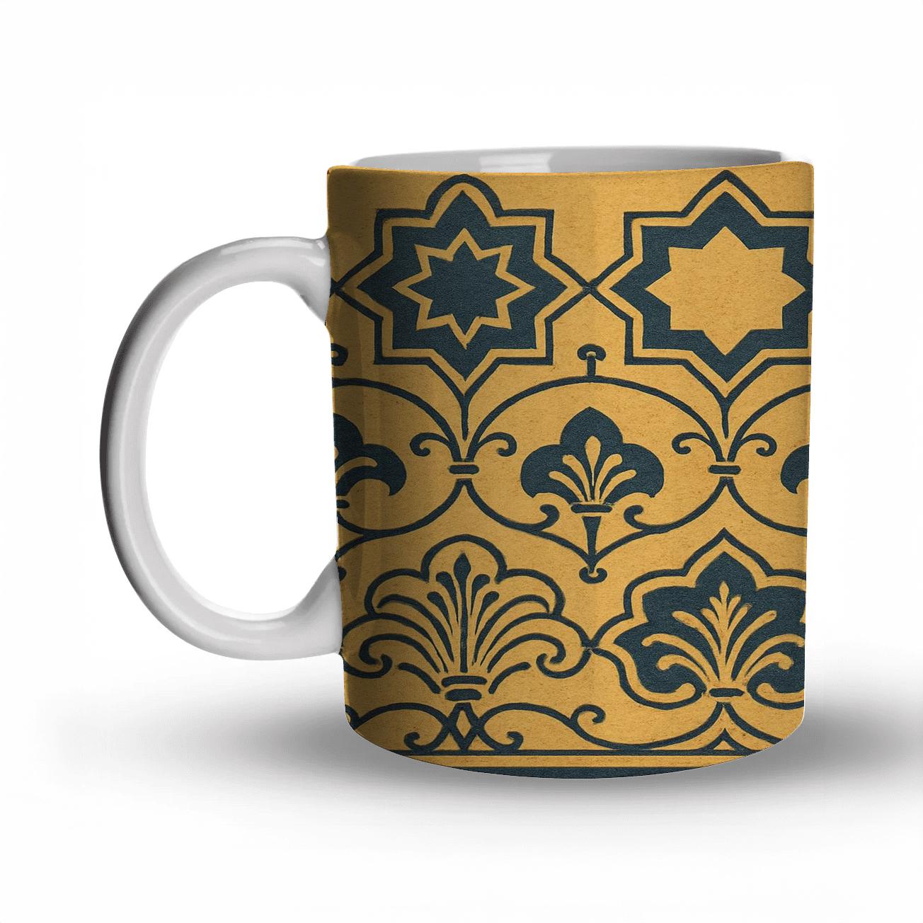 Orientalist Geometric Tile Frieze personalized mugs