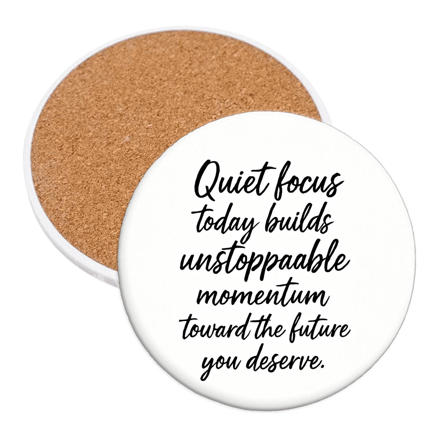 Quiet Momentum custom engraved coasters