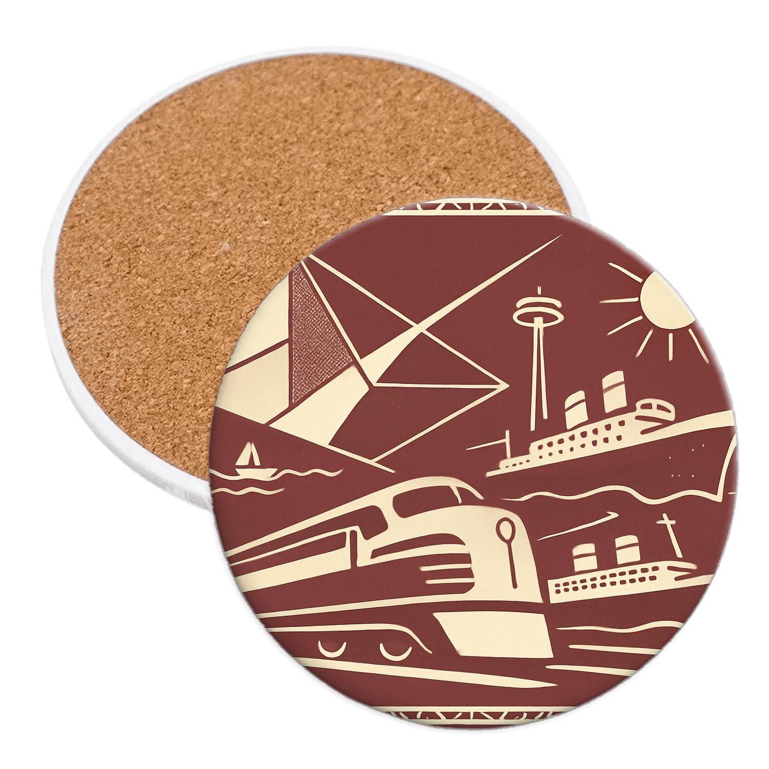 Mid Century Travel Geometry elegant tabletop coasters