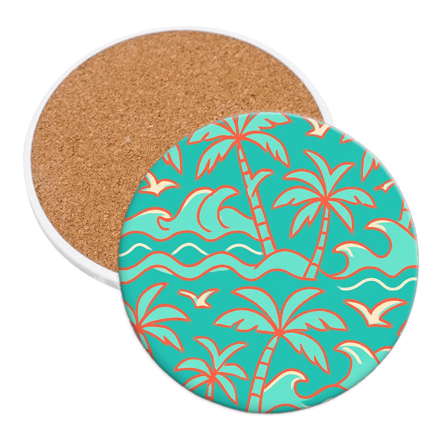 Tropical Neon Motifs custom engraved coasters