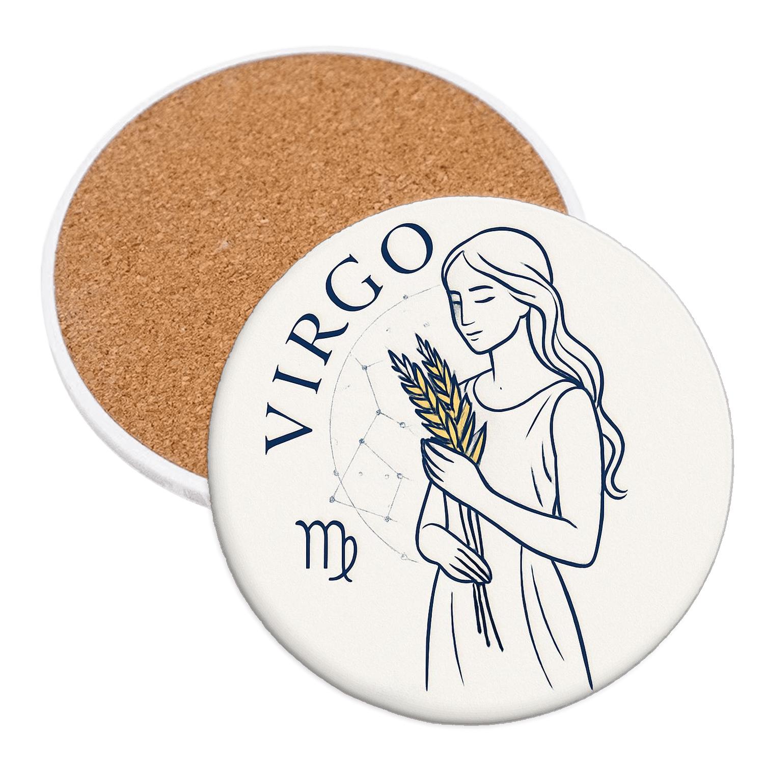 Virgo Maiden Minimal cork coaster sets