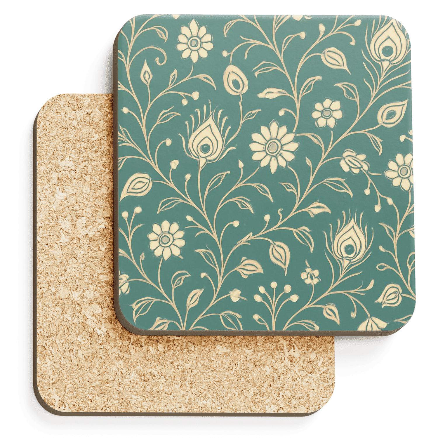 Art Nouveau Botanical Circuit wooden table coasters
