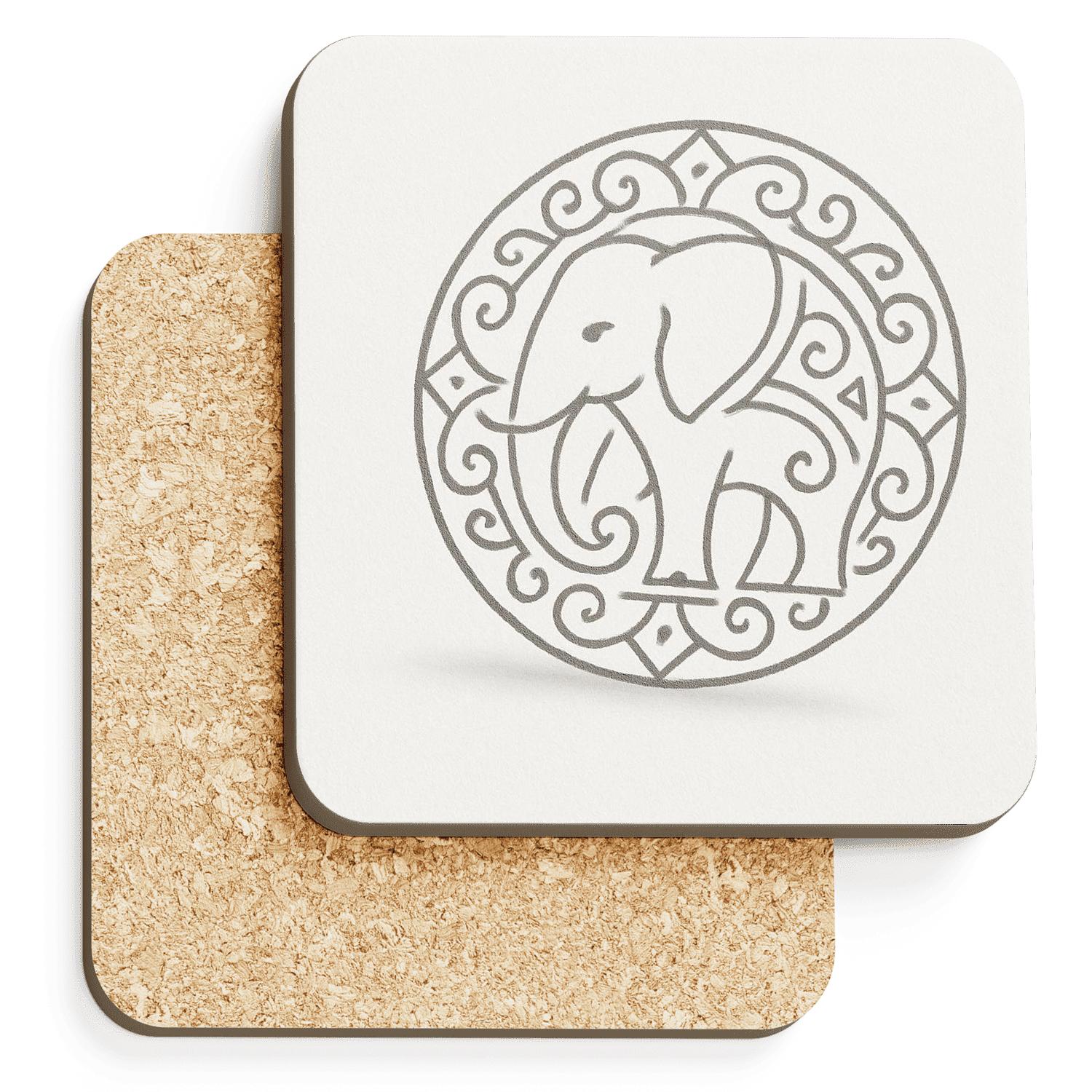 Serene Elephant Mandala cork coaster sets