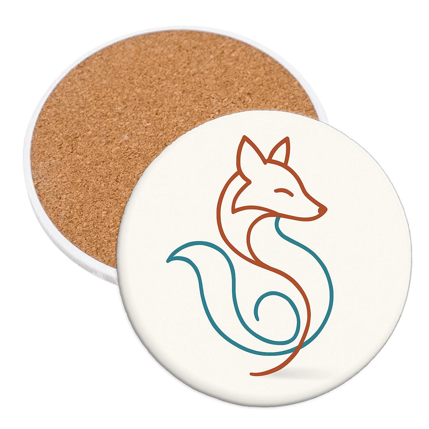 Minimalist Fox Wrap decorative beverage coasters