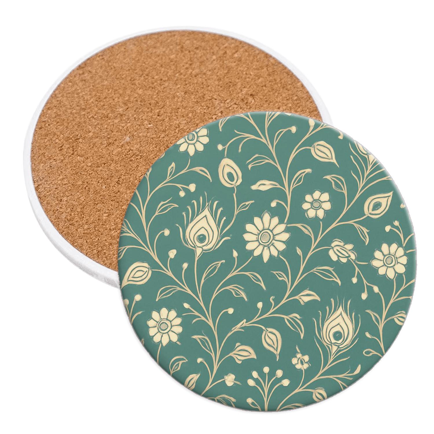 Art Nouveau Botanical Circuit absorbent drink coasters