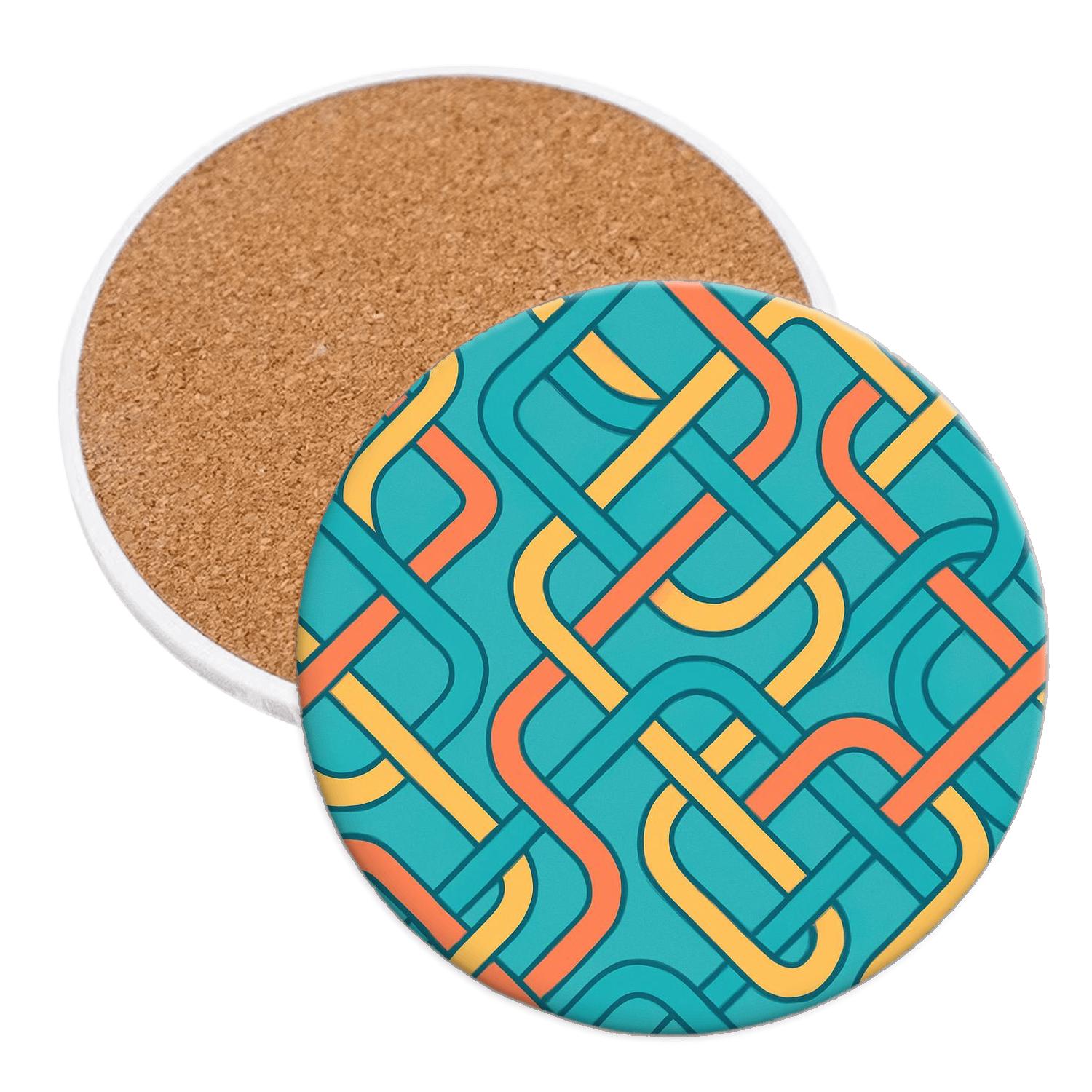Radiant Ribbon Grid personalized drink coasters