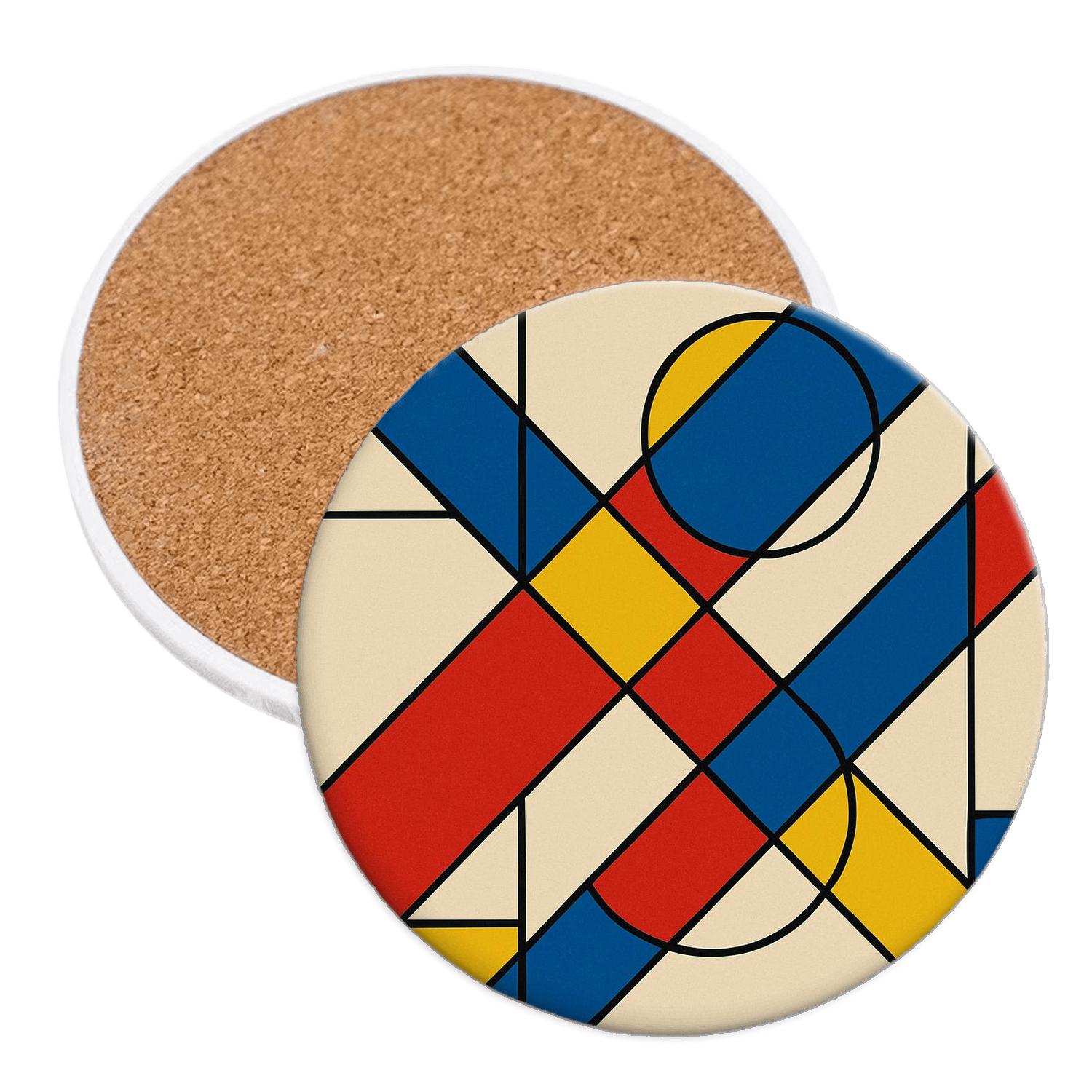 Diagonal Bauhaus Ribbons elegant tabletop coasters