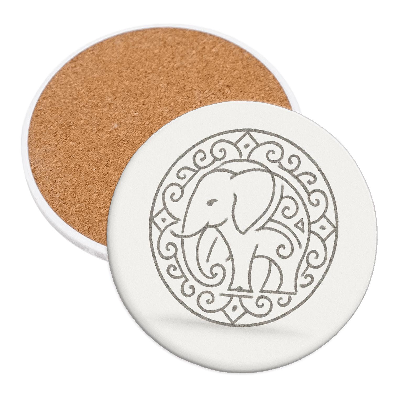 Serene Elephant Mandala personalized drink coasters