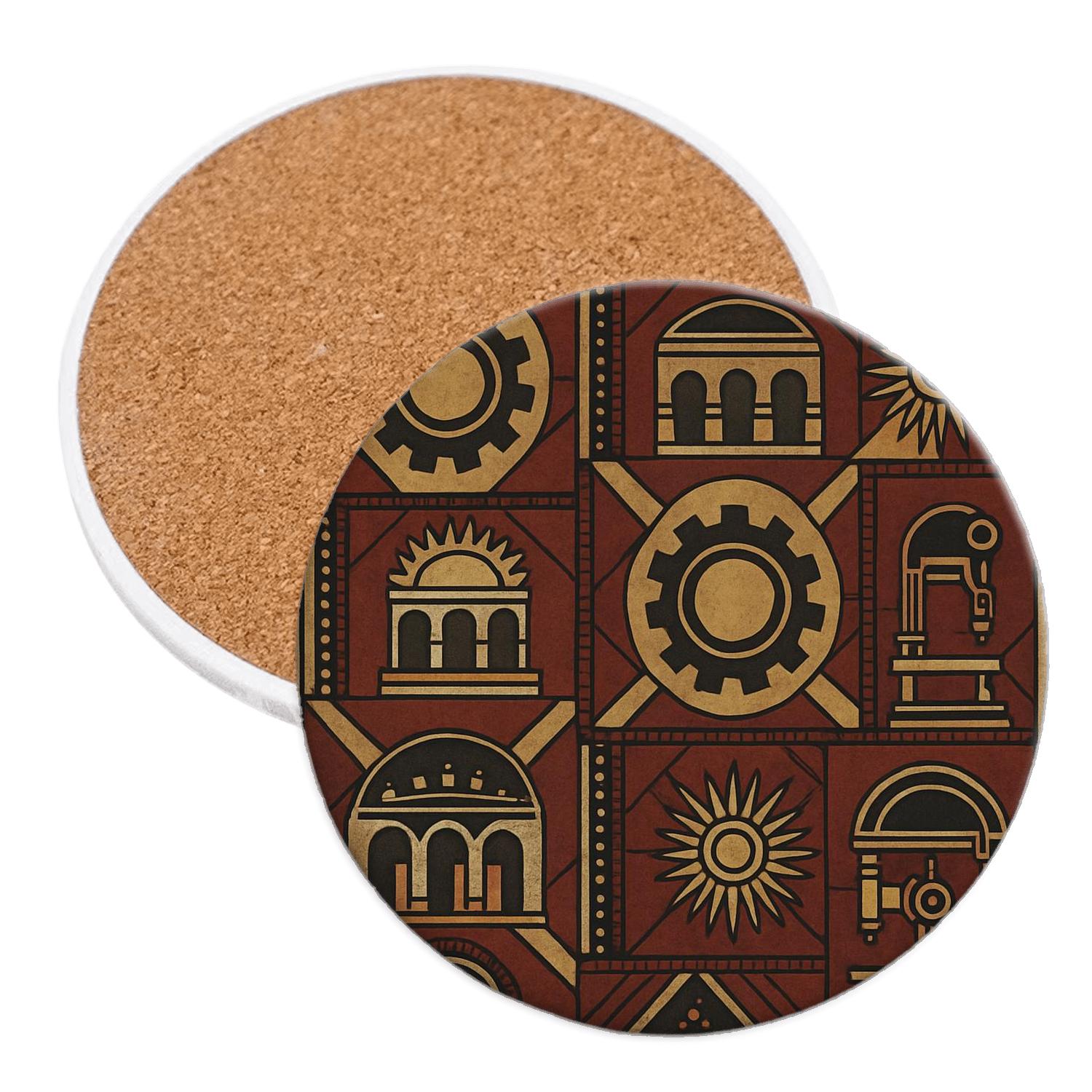 Constructivist Clockwork Emblem stone coaster collections