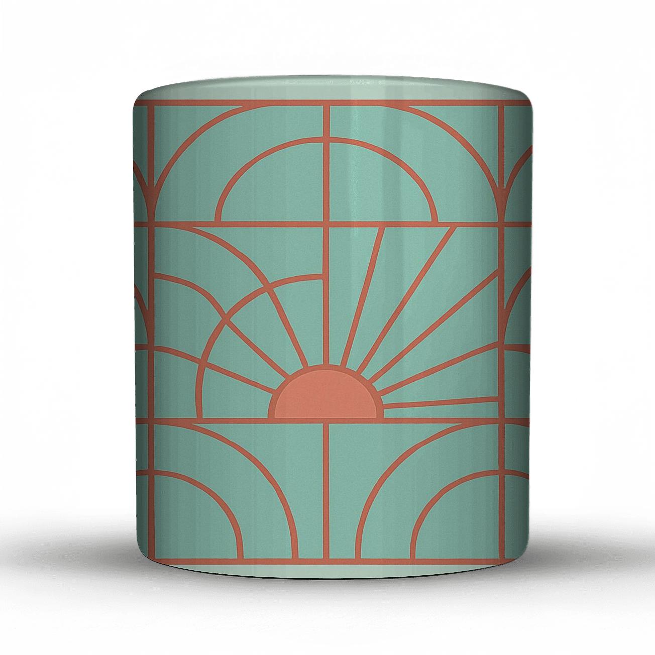 Minimalist Sunrise Grid premium drinkware mugs