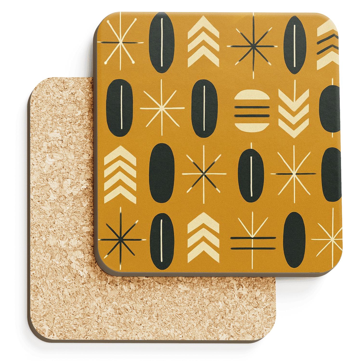 Mid Century Geometric Textile elegant tabletop coasters