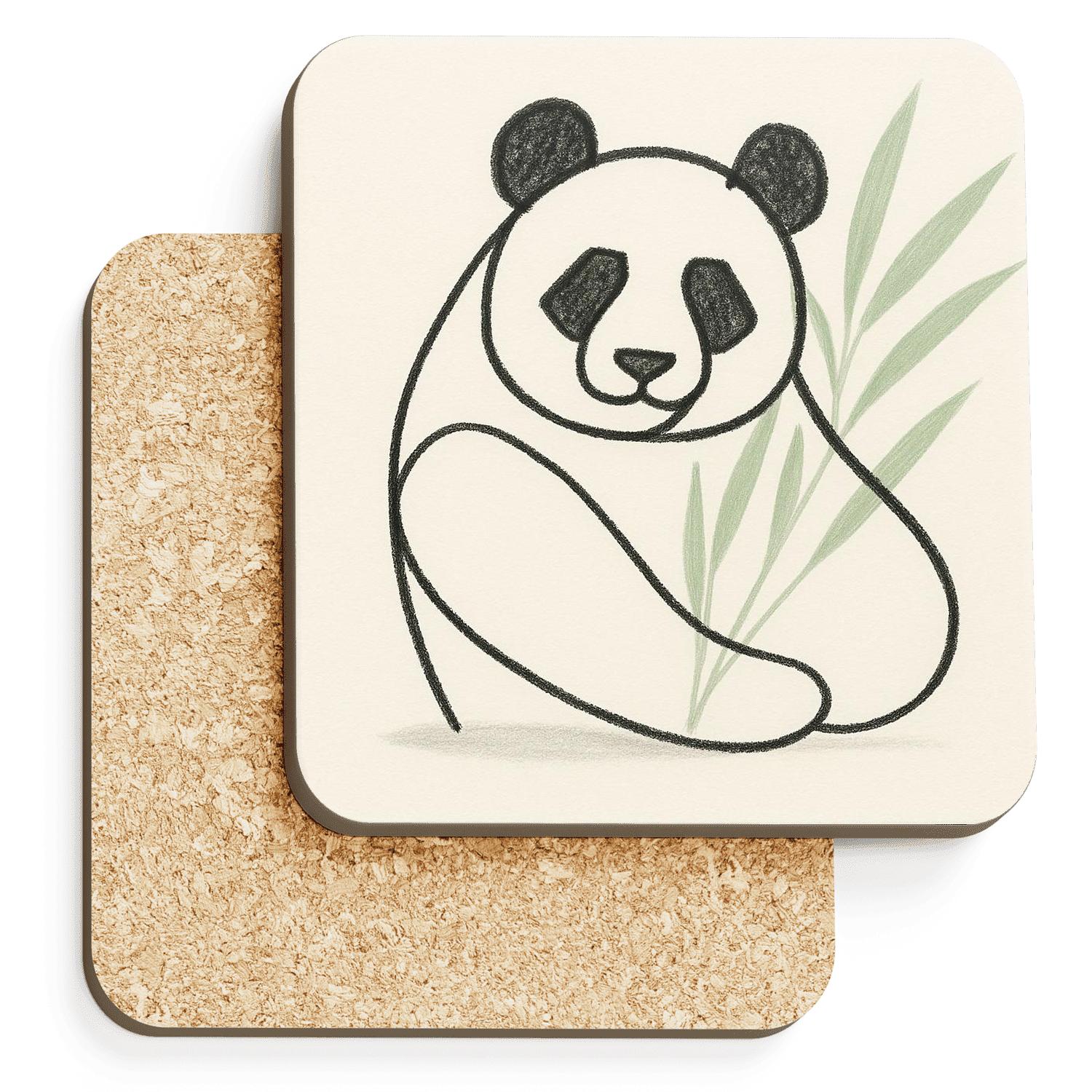 Gentle Giant Panda Outline personalized drink coasters