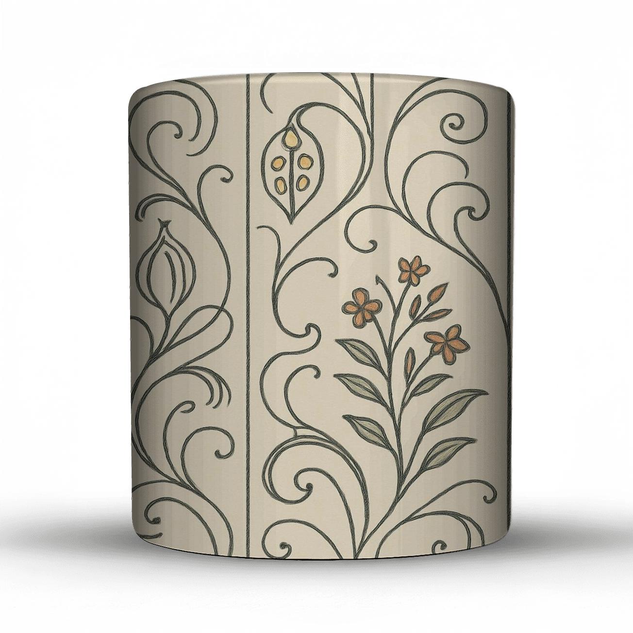 Retro Floral Panel With Vintage premium drinkware mugs