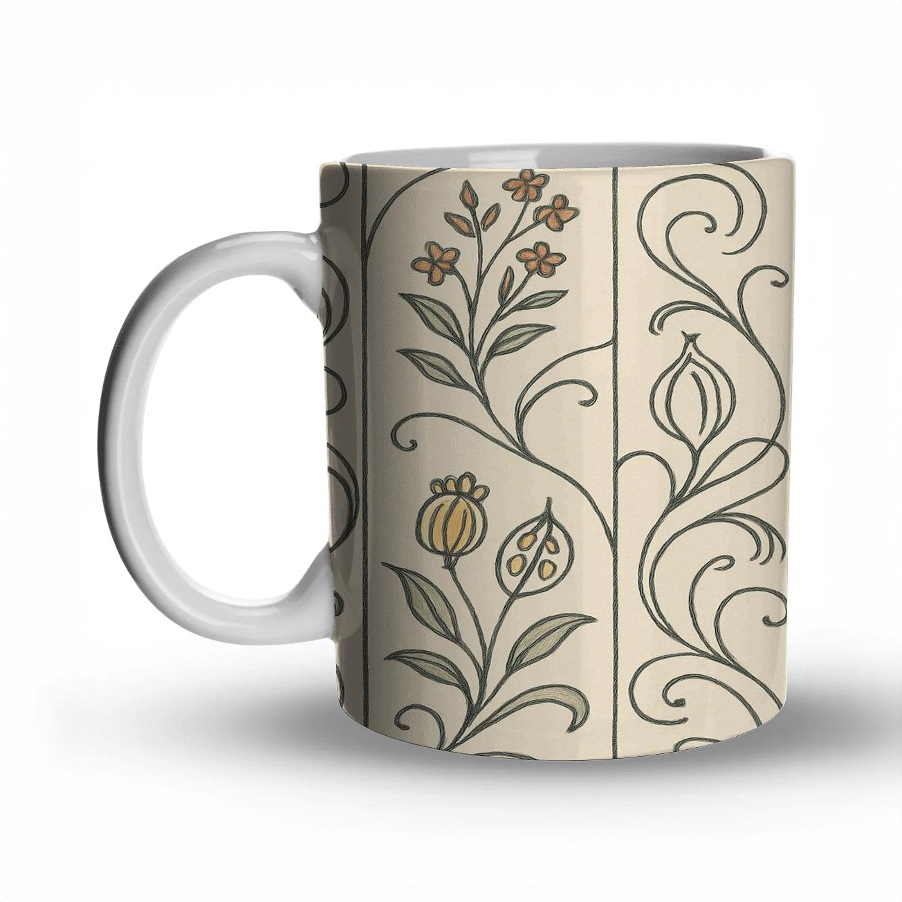 Retro Floral Panel With Vintage premium drinkware mugs