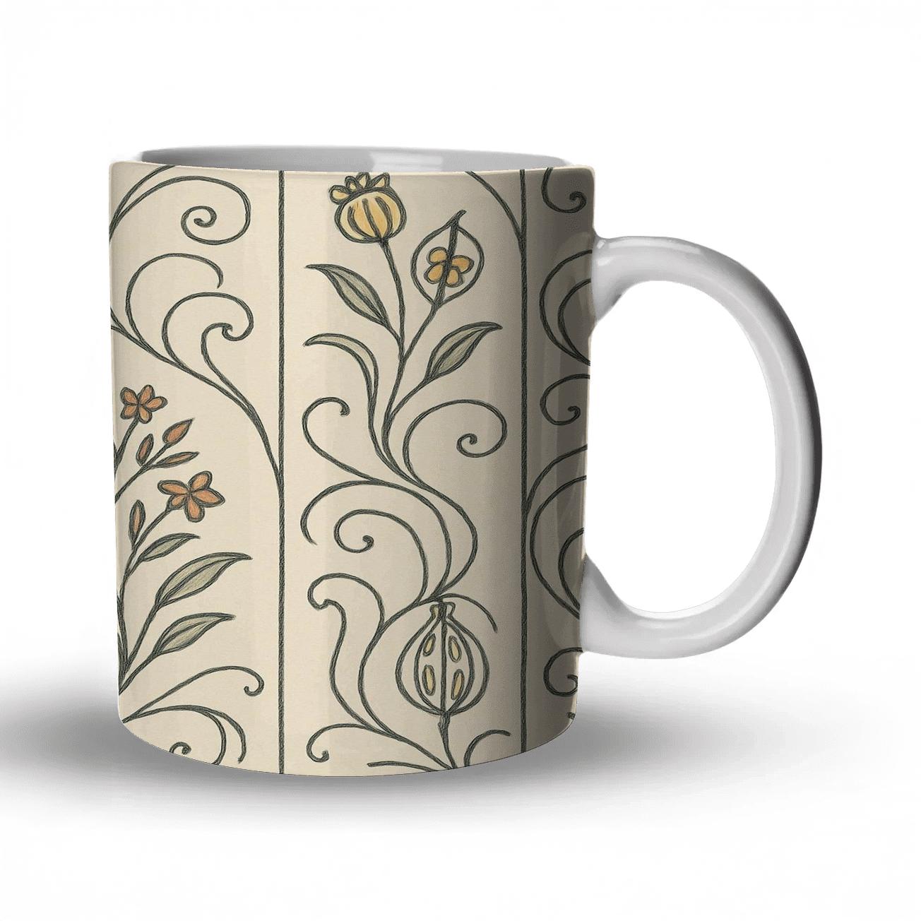 Retro Floral Panel With Vintage premium drinkware mugs