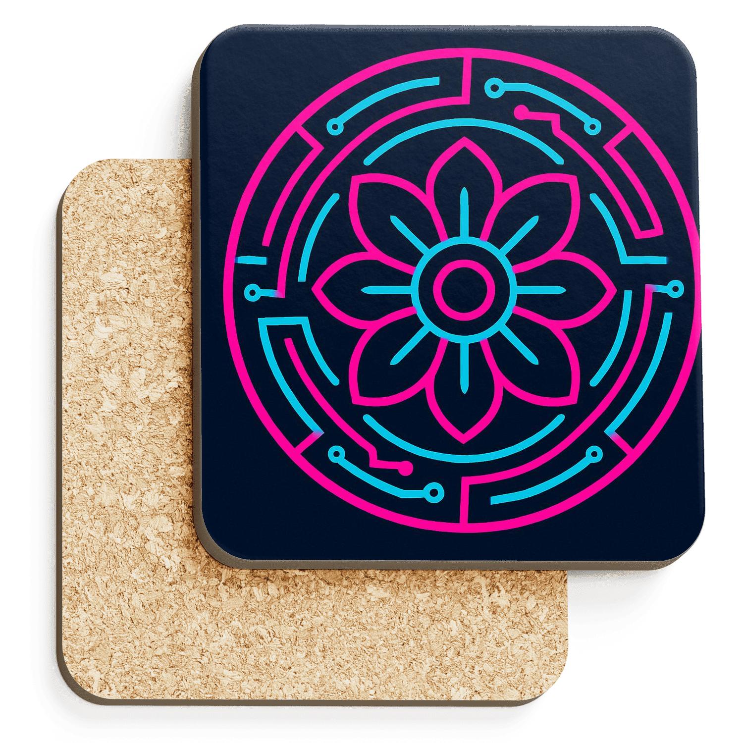 Neon Mandala Circuit coasters for home decor