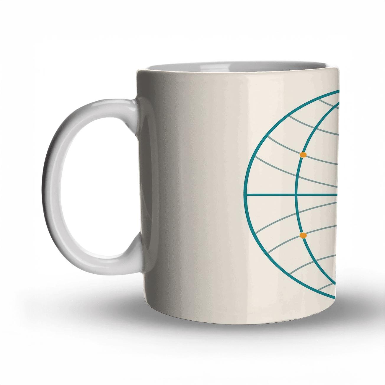 Geometric Meridian Grid novelty coffee mugs