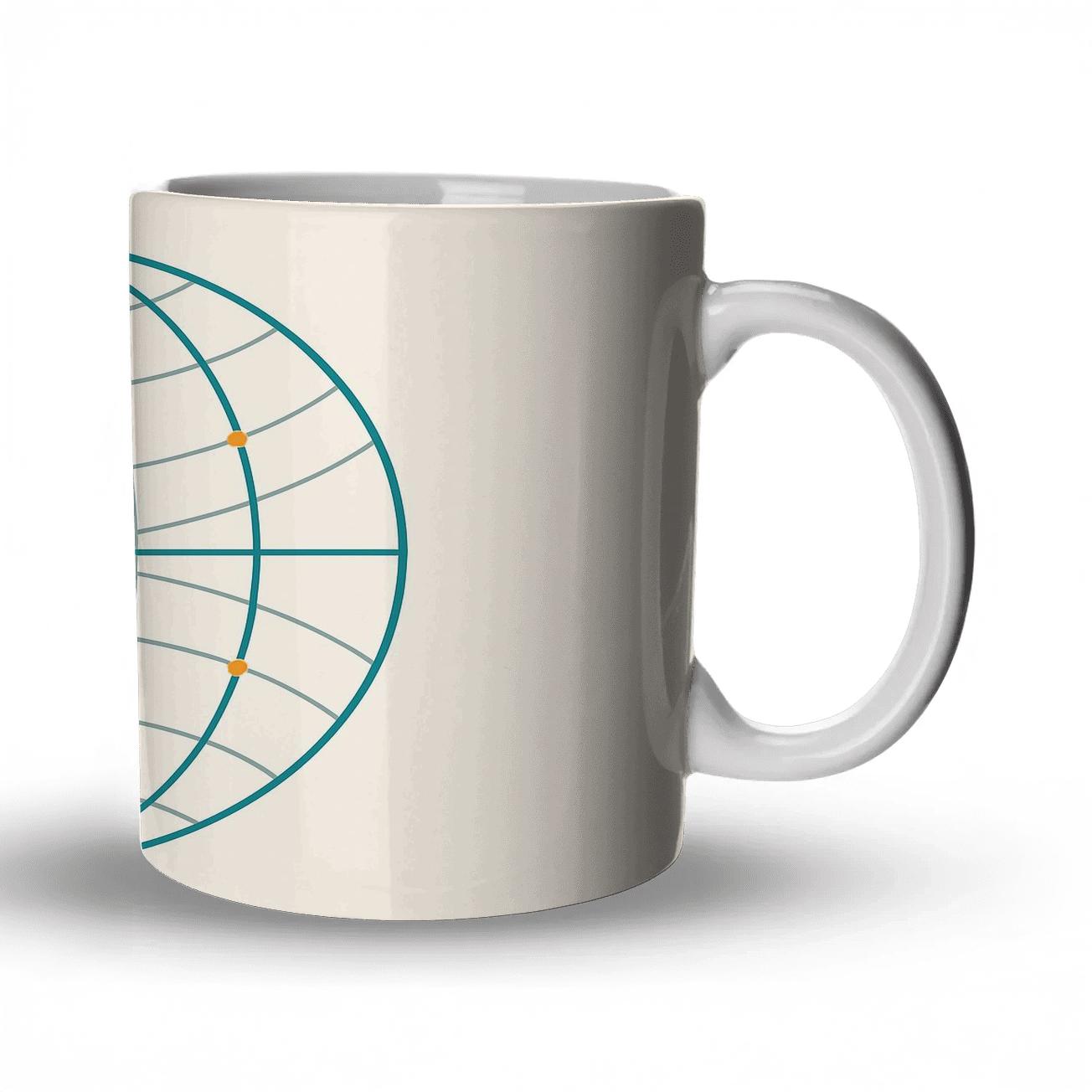 Geometric Meridian Grid novelty coffee mugs