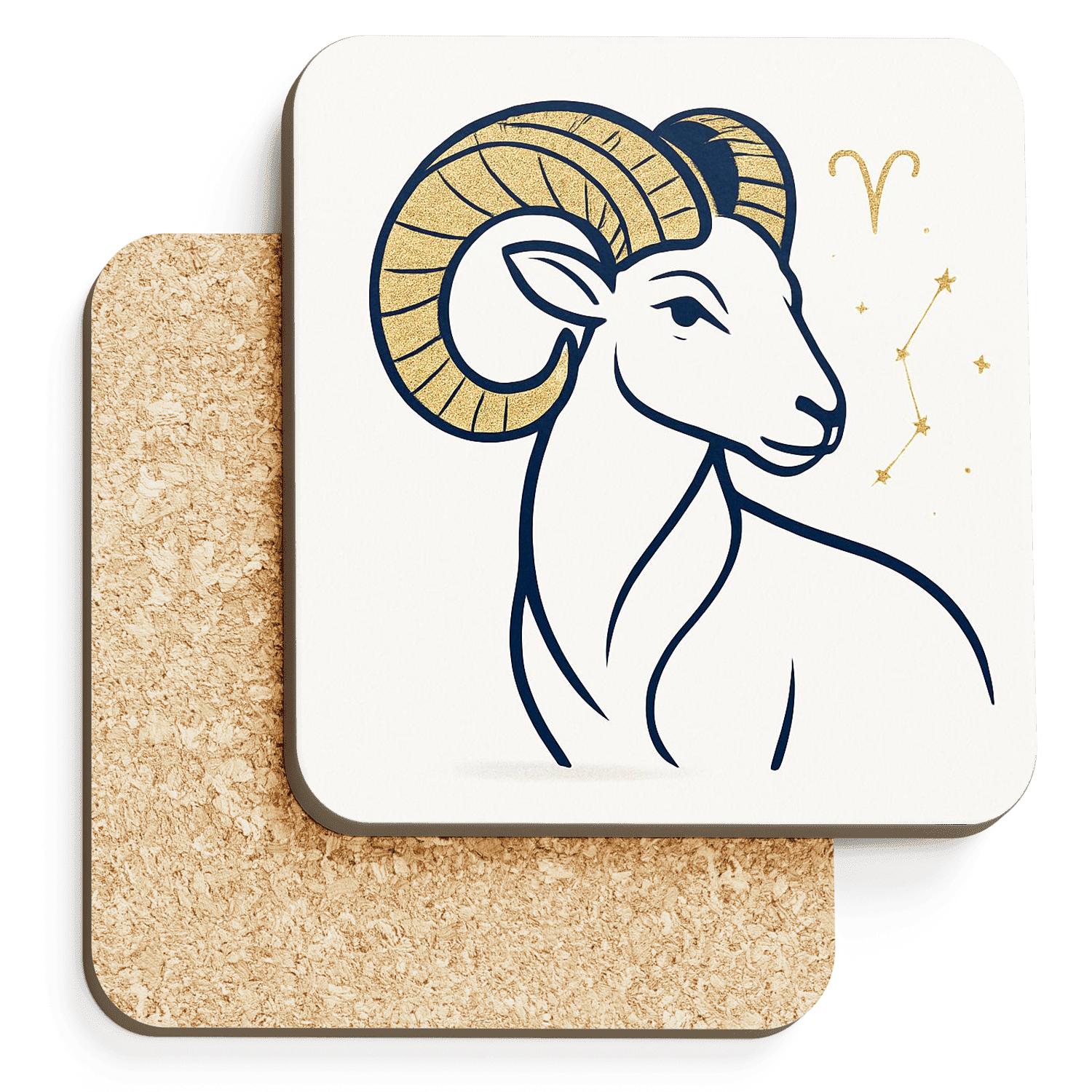 Aries Ram Minimalist decorative beverage coasters