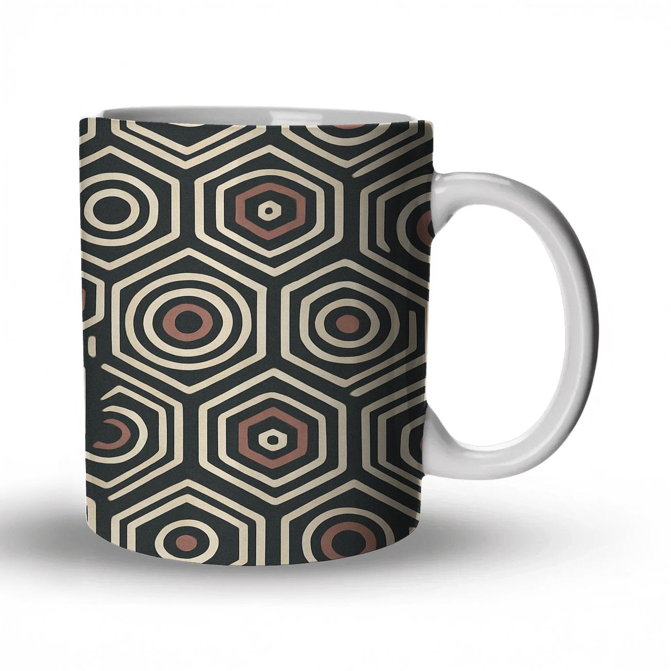 Orbital Tessellation Pattern With Geometric Harmony ceramic coffee mugs