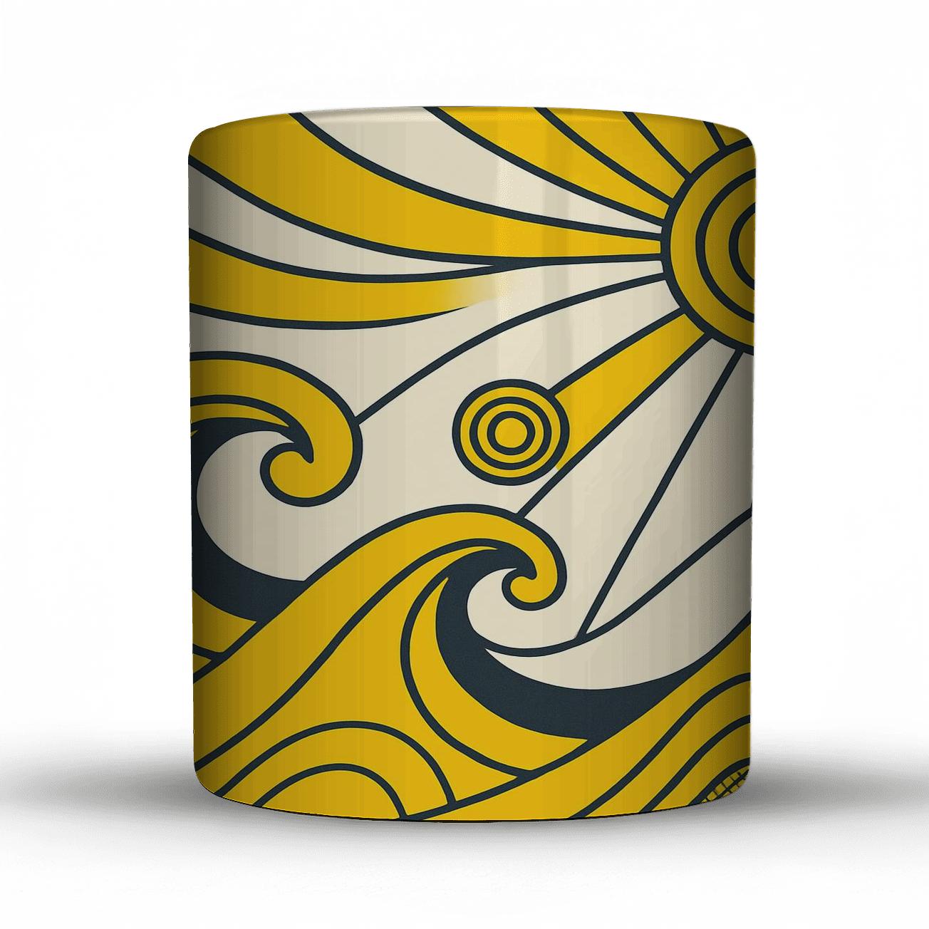 Bold Wave With Minimalist Motif travel mugs with handles