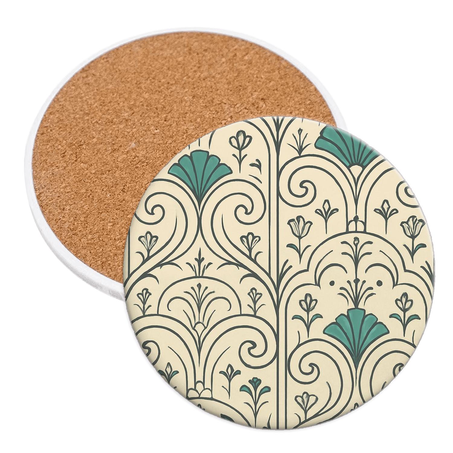 Ornamental Art Deco Scrollwork stone coaster collections