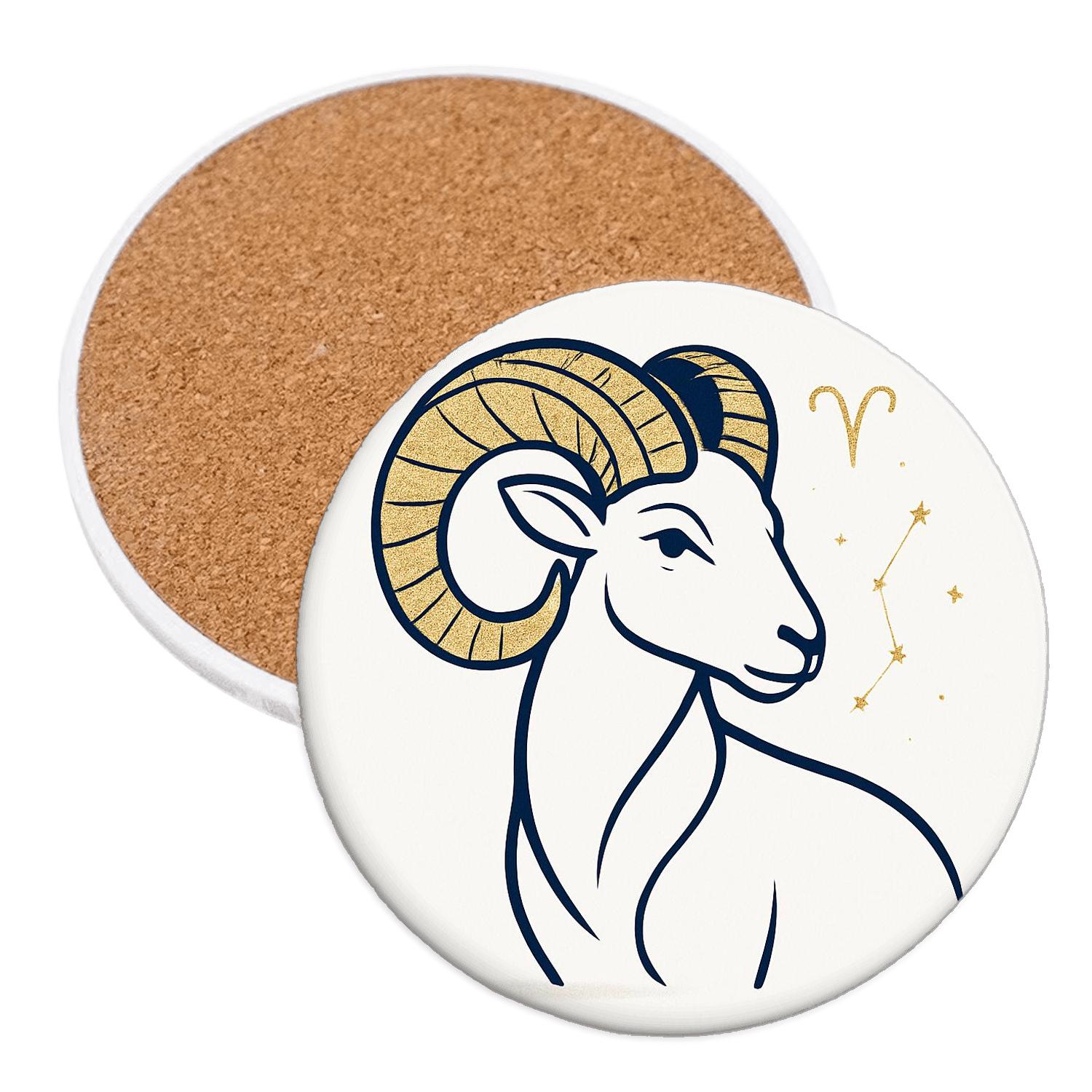 Aries Ram Minimalist elegant tabletop coasters