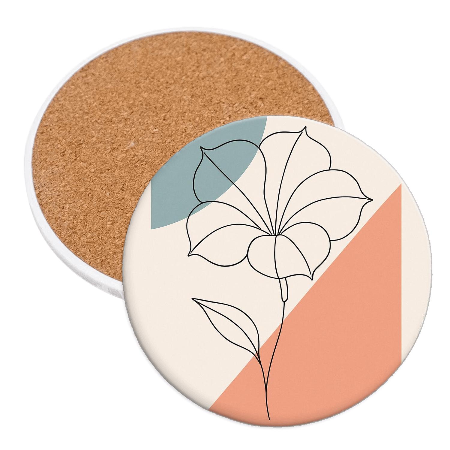 Minimal Moonflower Line decorative beverage coasters