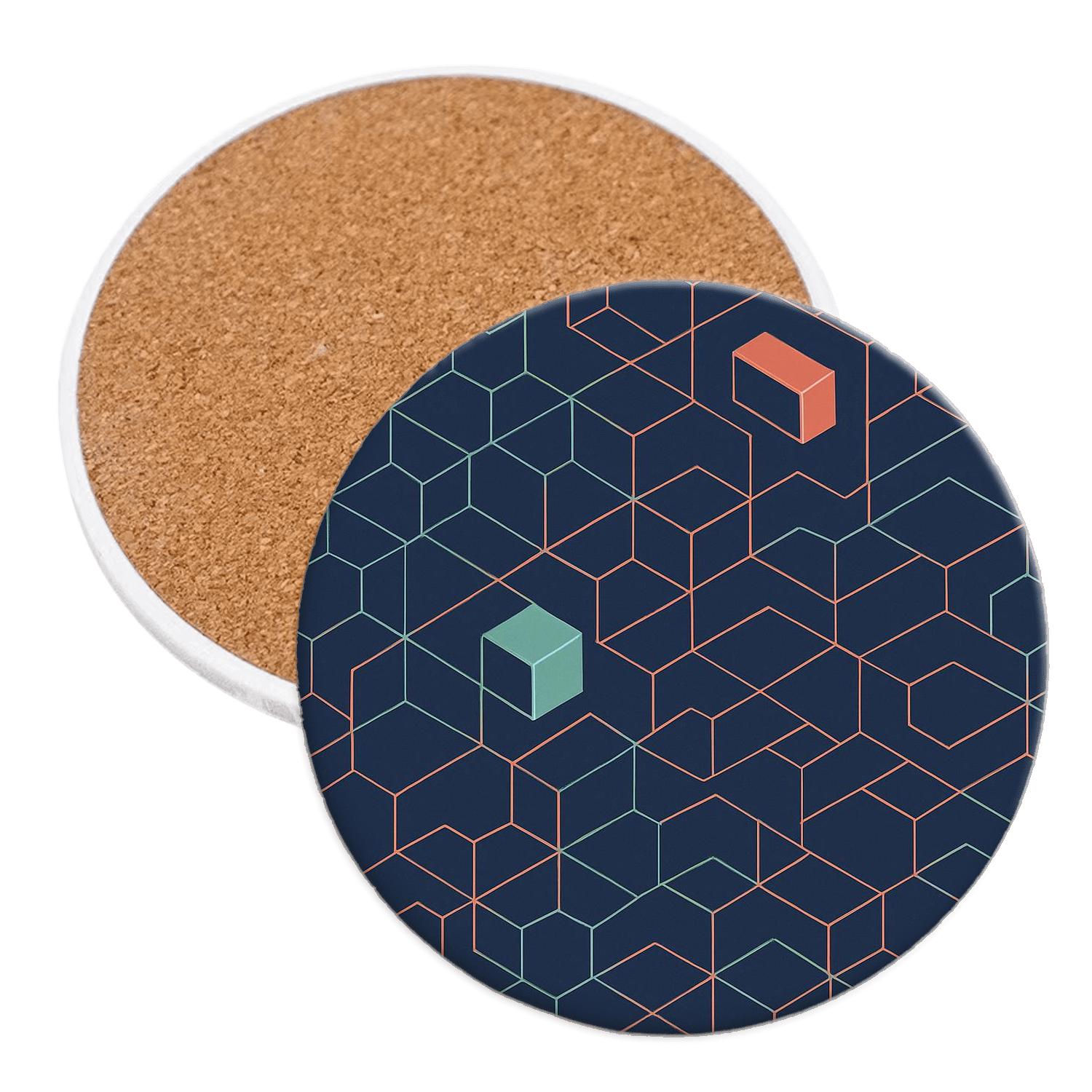 Celestial Isometric Grid custom engraved coasters