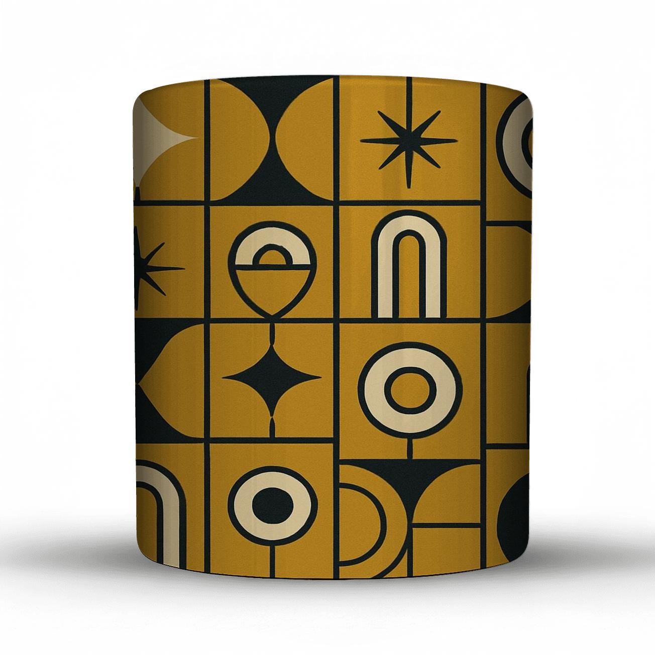 Midcentury Geometric Motif insulated thermal mugs