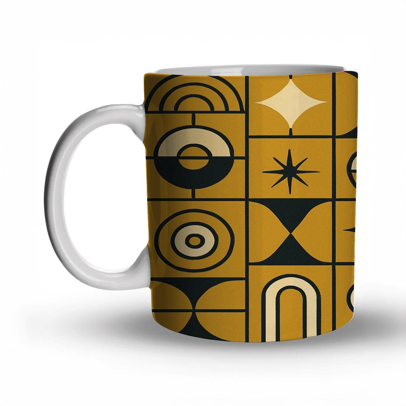Midcentury Geometric Motif insulated thermal mugs
