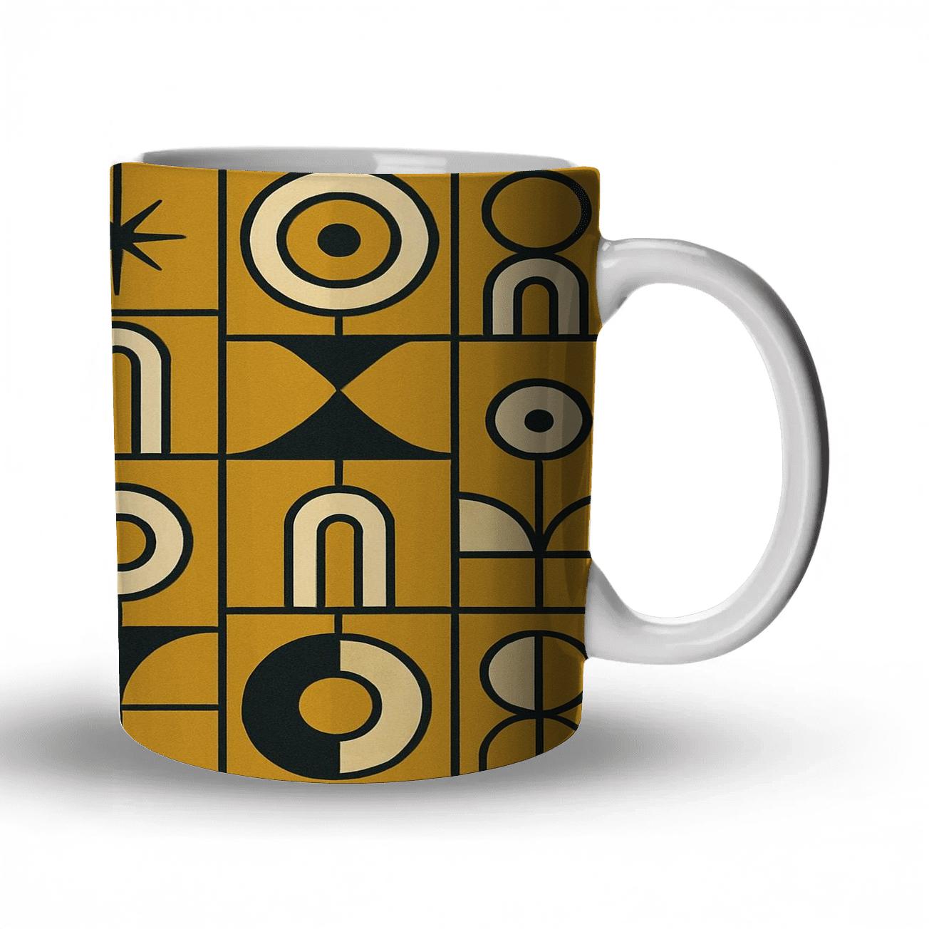 Midcentury Geometric Motif insulated thermal mugs