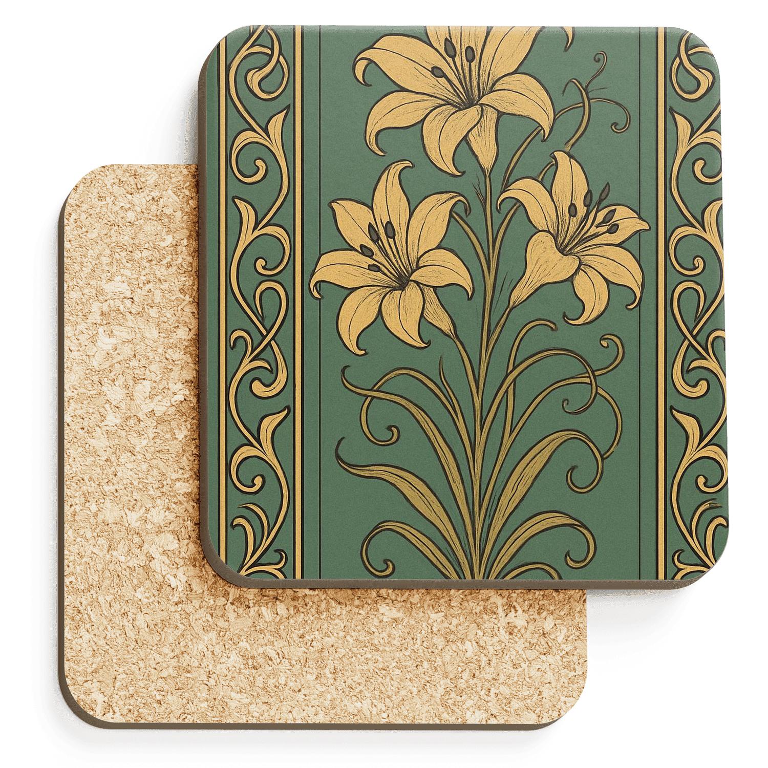 Art Nouveau Botanical Panel decorative beverage coasters