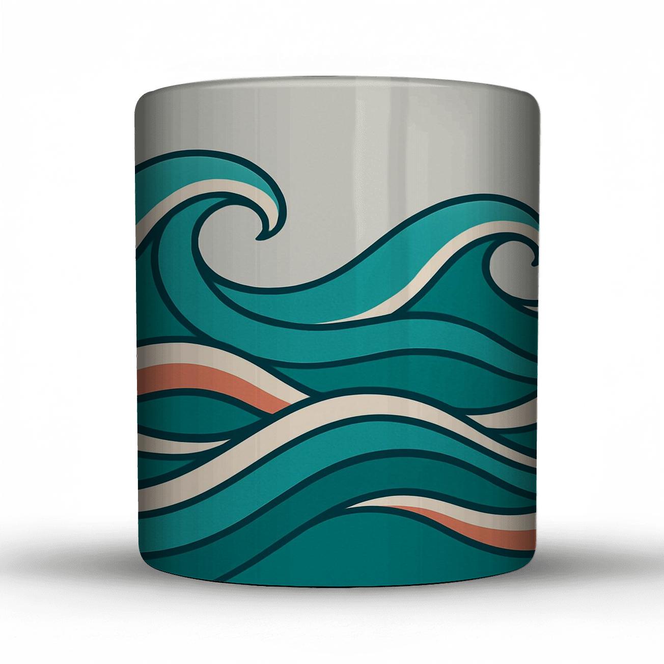 Bold Bright Turquoise Waves ceramic coffee mugs