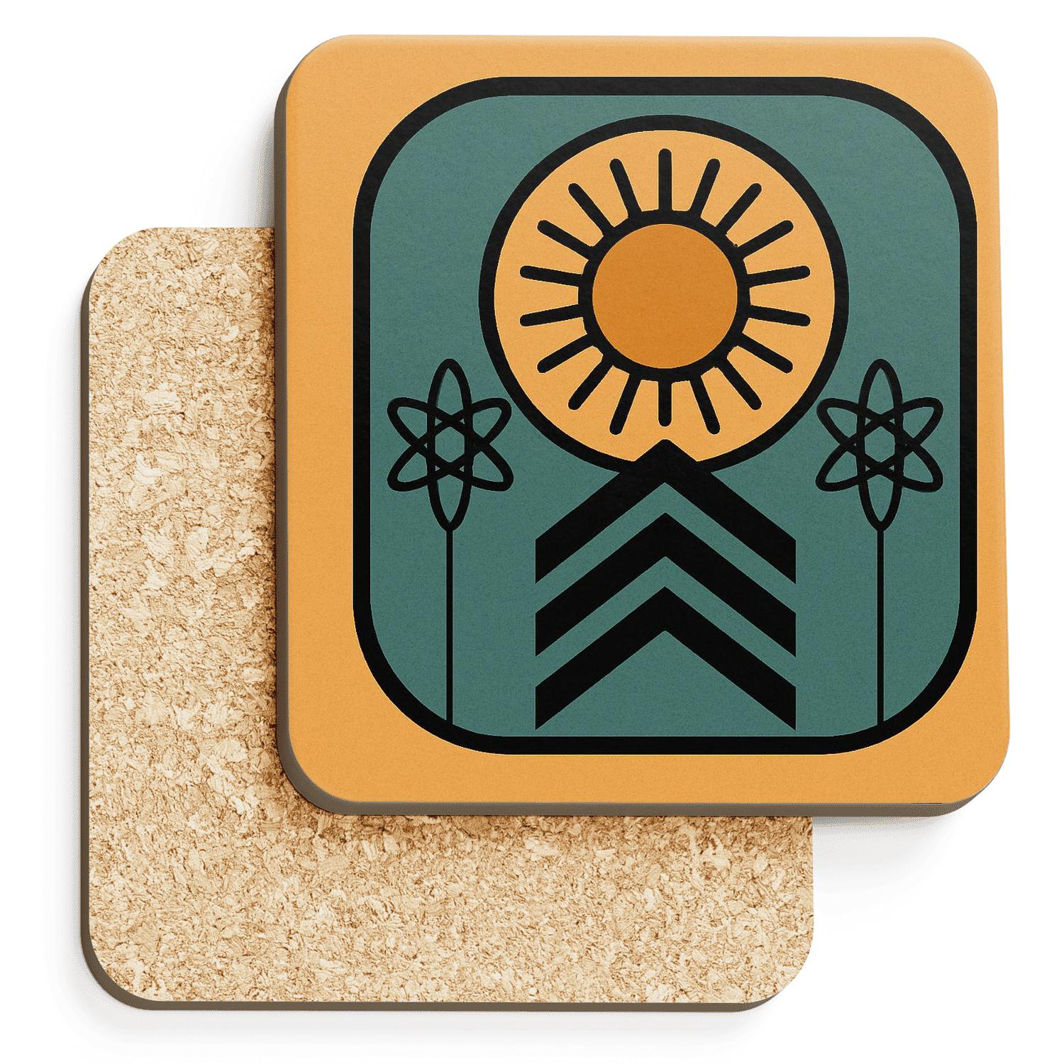 Mid Century Geometric Emblem absorbent drink coasters