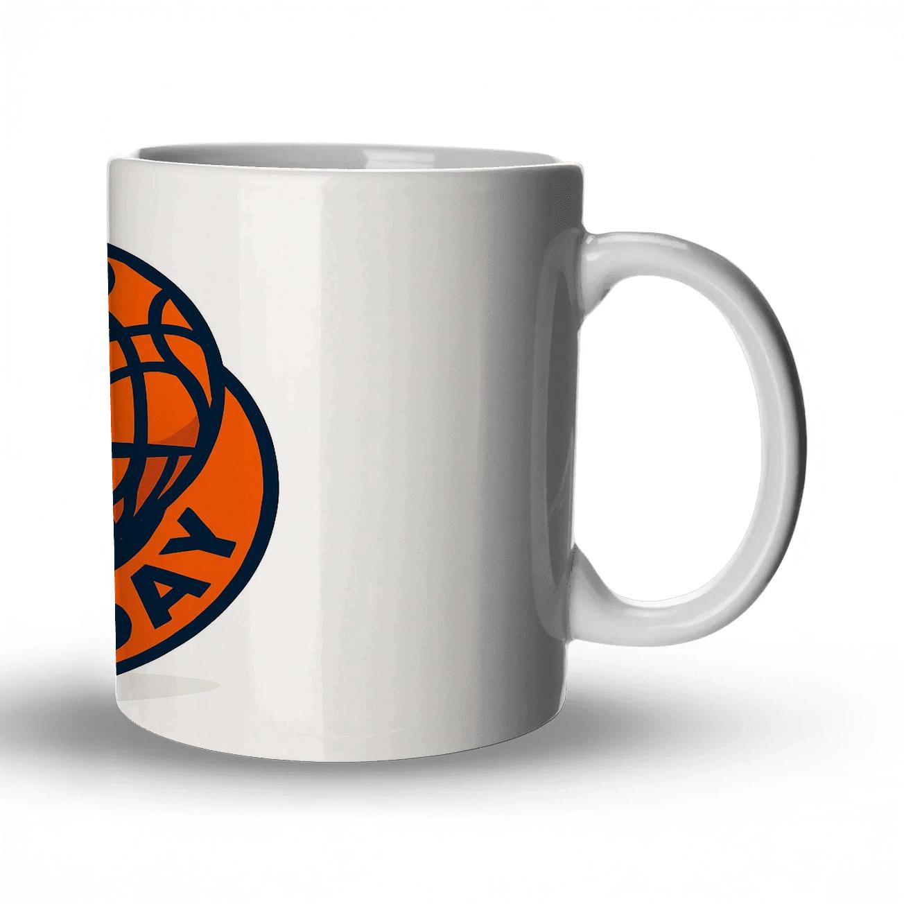 Net Pattern Basketball Emblem travel mugs with handles